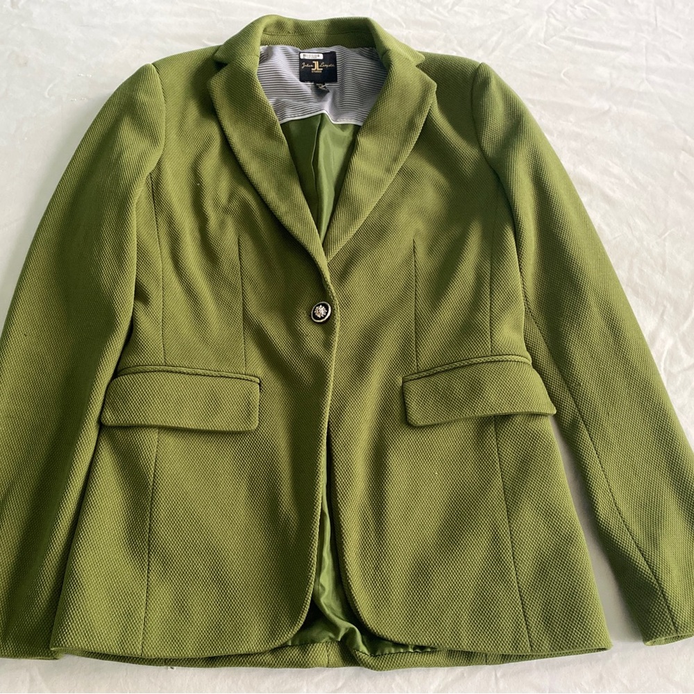 Jules Leopold JL Studio Women's XS Green Blazer Single Gold Button Career